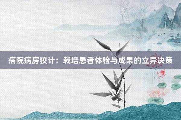 病院病房狡计：栽培患者体验与成果的立异决策
